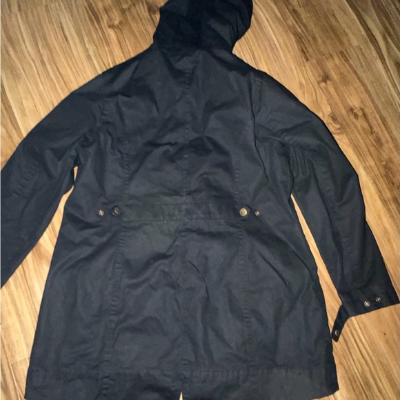 Kavu Sundowner Black Canvas Jacket Plaid Lined Snap Front Zip Hood Womens XL - Picture 3 of 3